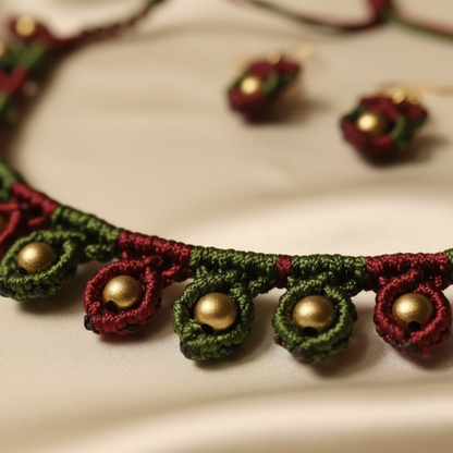Shree bead macrame necklace set