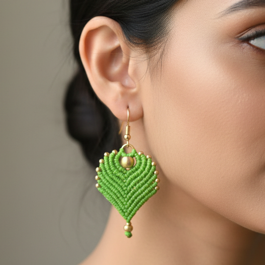 Saundarya light green macrame earrings