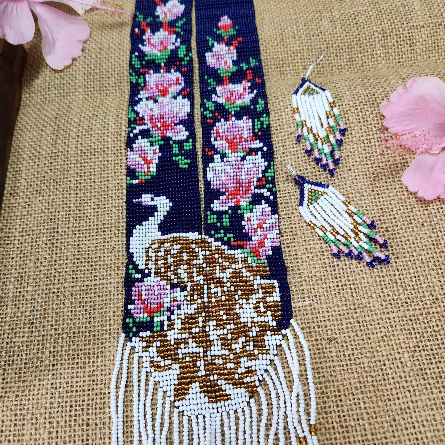 peacock necklace white pink floral flower necklace set blue necklace party wear necklace casual outing occasion wear jewel