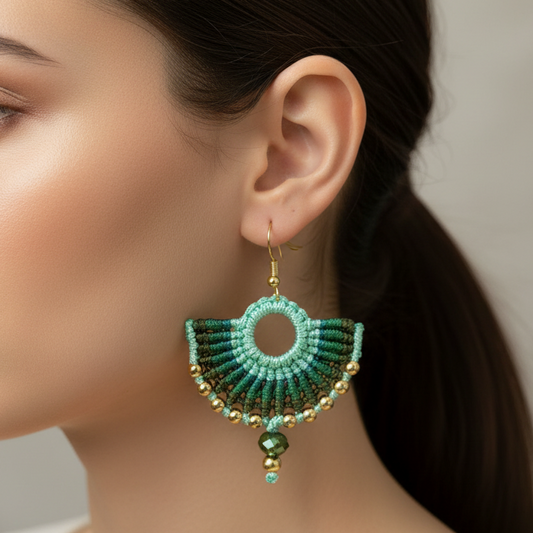 Varna mint green macrame dangler earrings