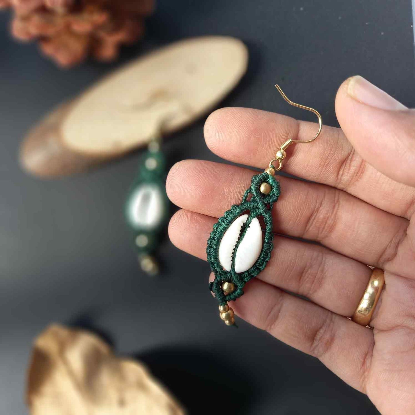 macrame earrings cowrie earrings gift for her festival gifting birthday gift anniversary gift return gift working woman