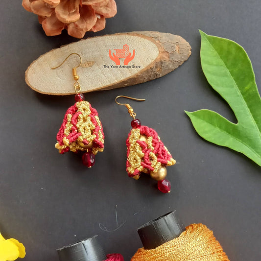 macrame jhumka earrings in two colours