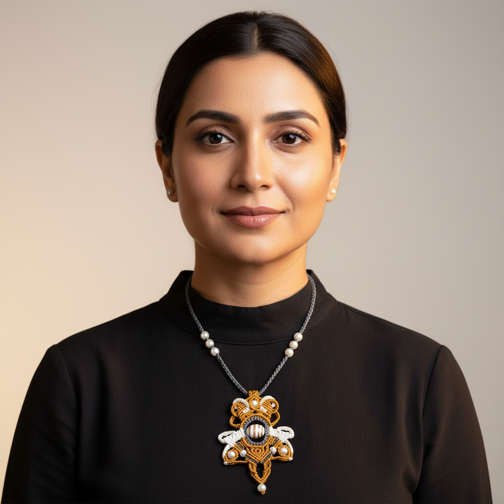 Shobith White Macrame Statement Necklace