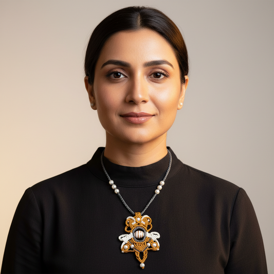 Shobith White Macrame Statement Necklace