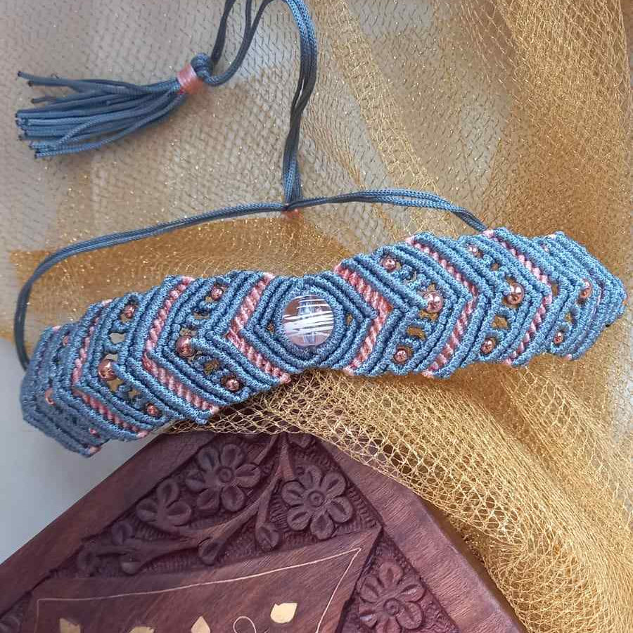 handmade macrame statement bead choker necklace in a lightweight design