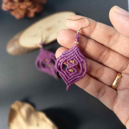 macrame earrings purple earrings gift for her festival gifting birthday gift anniversary gift return gift working woman