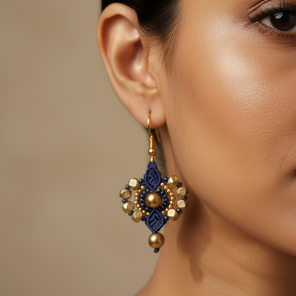 Swarna bead micromacrame earrings