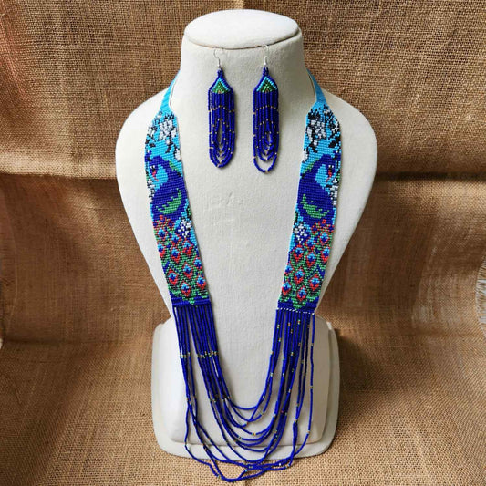 peacock necklace bead jewellery layer haram set statement necklace long earrings party wear necklace