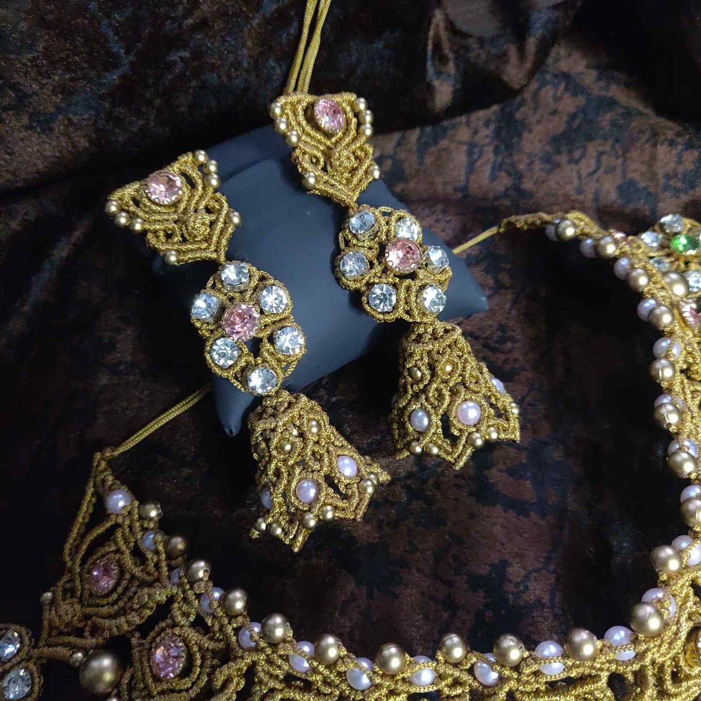 jhumka earrings long earrings jhumki earrings handmade flower earrings macrame earrings bridal wedding jewellery