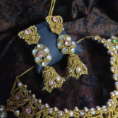 jhumka earrings long earrings jhumki earrings handmade flower earrings macrame earrings bridal wedding jewellery