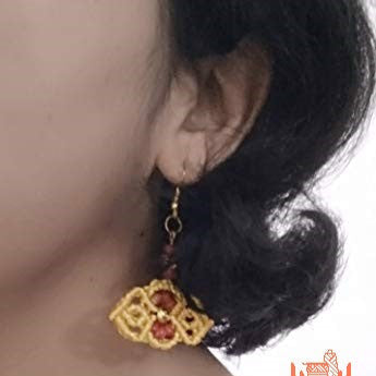 macrame bead horizontal dangler earrings