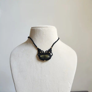 labrodorite green stone necklace office wear necklace small necklace delicate jewellery black necklace labrodorite