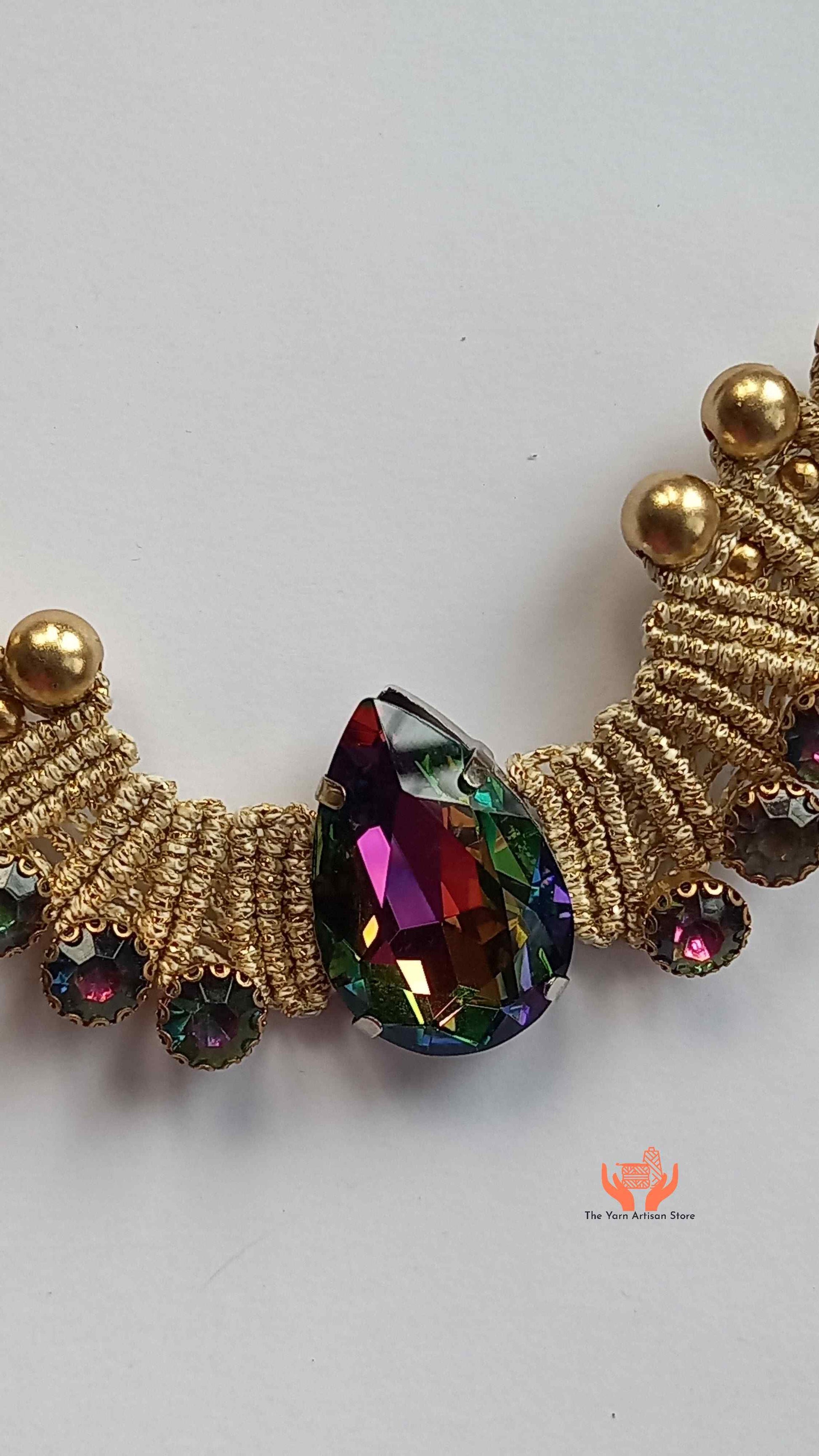 handmade statement bead necklace with stones
