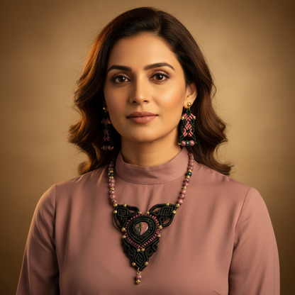 Aashyama bead macrame necklace set