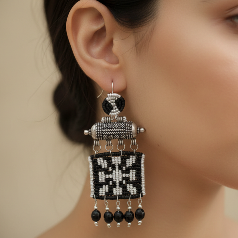 Mallika black cavandoli dangler earrings