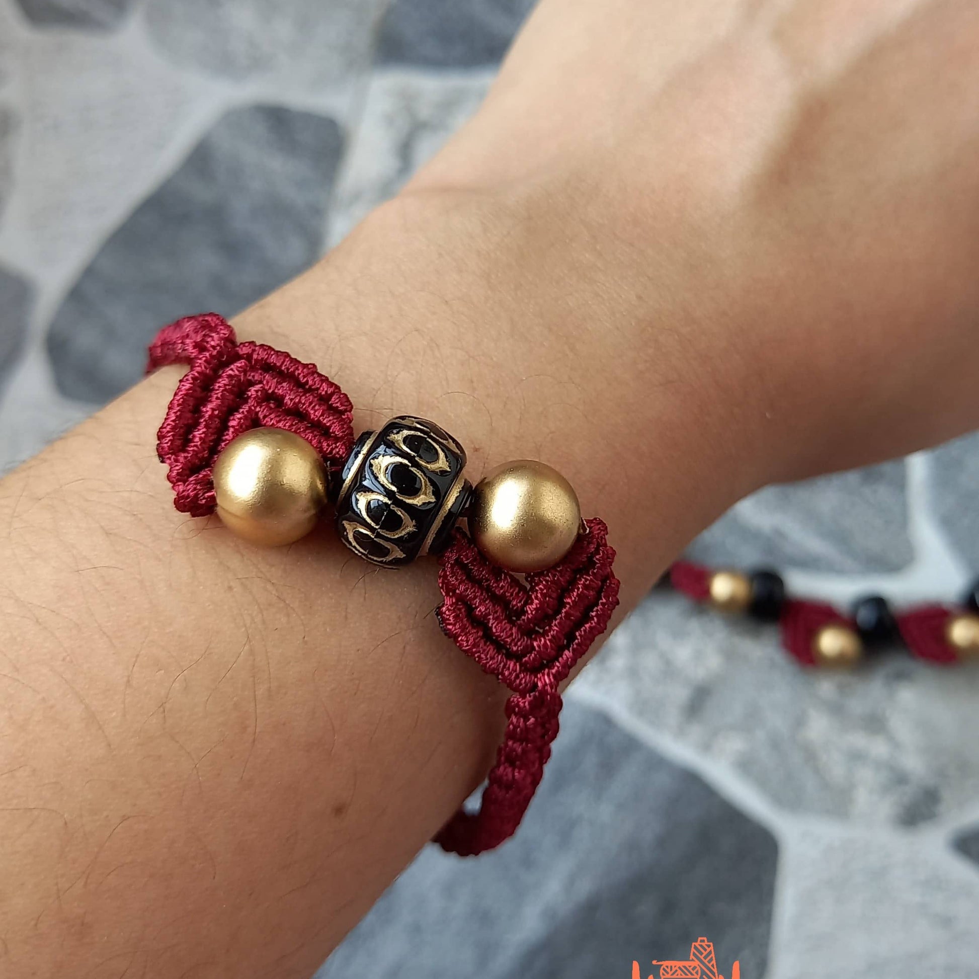 macrame necklace maroon necklace gold bead necklace black bead necklace stud earrings dangler bead bracelet necklace set