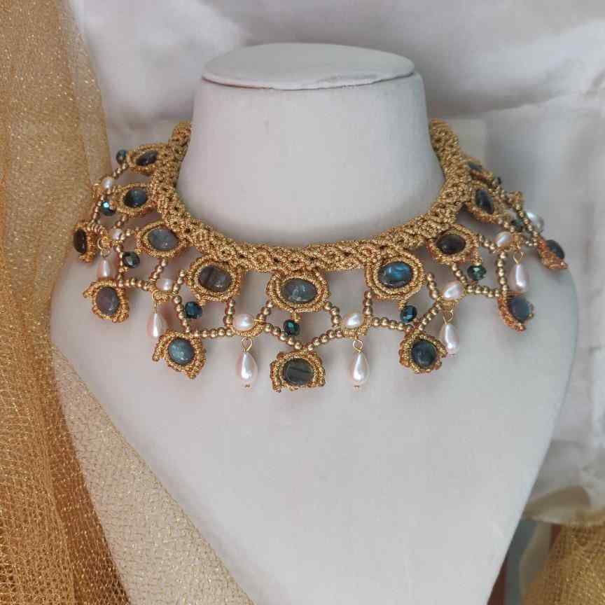 Bridal wear necklace statement necklace wedding jewellery stone jewellery pearl jewellery real metal free party wear gold