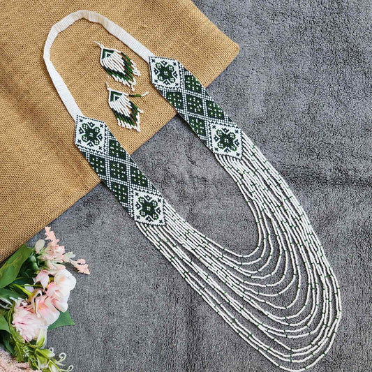 statement bead necklace partywear necklace green diamond necklace for sangeet wedding jewellery multicolour set bead earrings