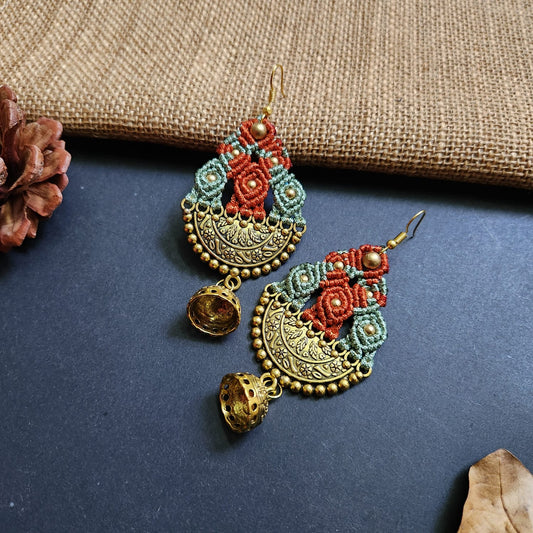 jhumki jhumka earrings party earrings gold earrings statement dangler earrings orange green earrings wedding earrings fashion