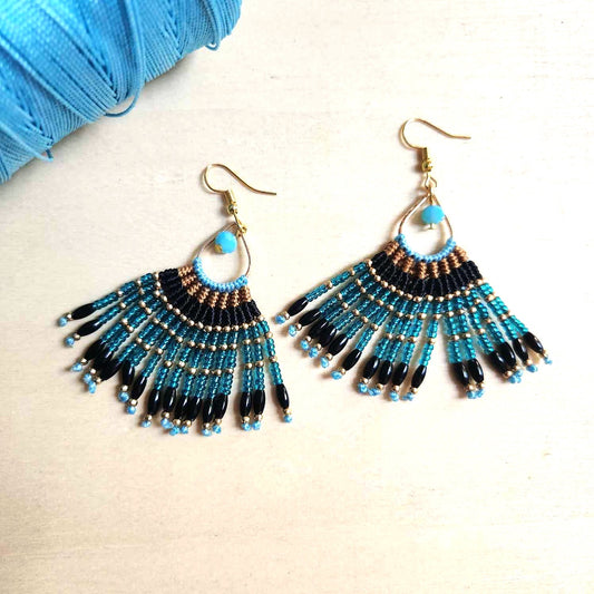 long drop earrings party wear blue bead earrings daily wear earrings
