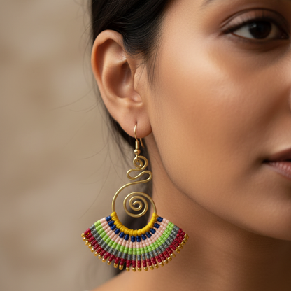 Sarpini multi yellow macrame earrings