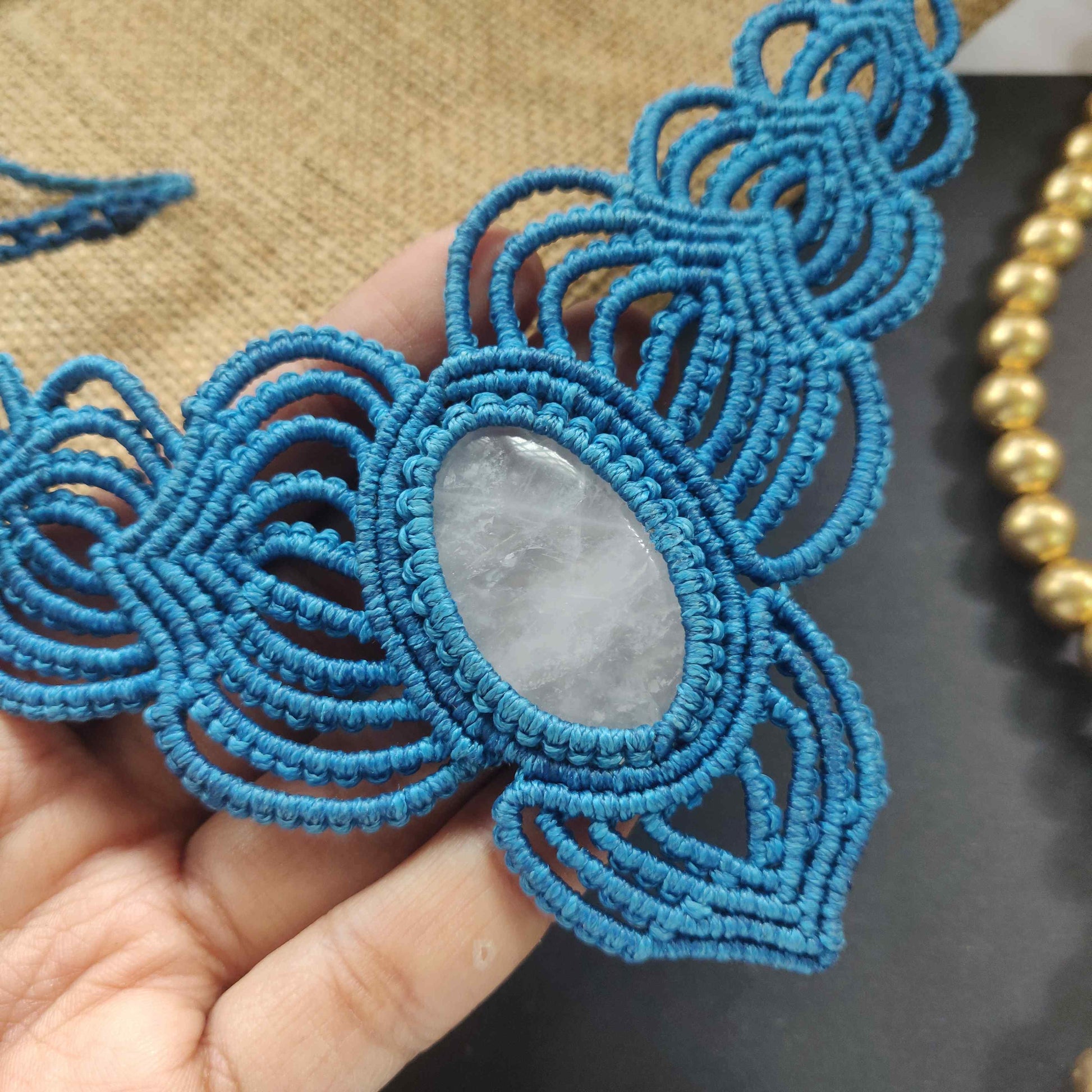 bead macrame necklace stone pendant stone necklace office wear jewellery macrame pendant necklace