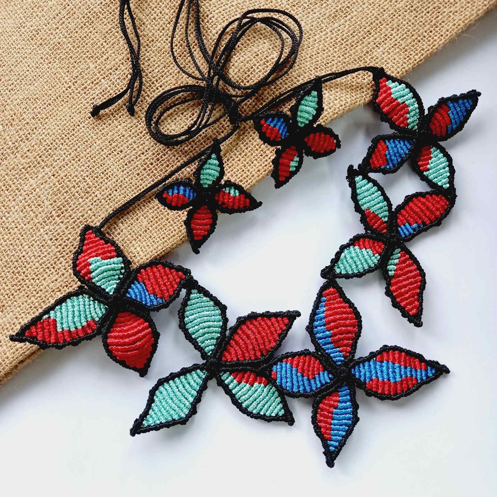 floral necklace macrame necklace stud earrings wedding necklace sangeet necklace jailer movie necklace tamannah necklace