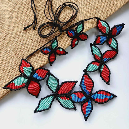 floral necklace macrame necklace stud earrings wedding necklace sangeet necklace jailer movie necklace tamannah necklace
