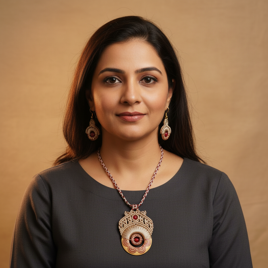 Vanya wood macrame necklace set