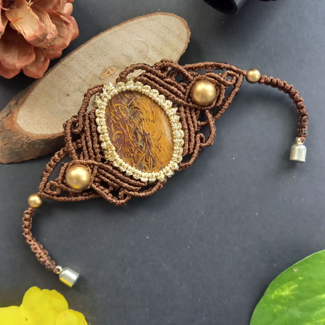 antique gold and brown necklace set beige gold necklace set elephant jasper stone necklace set