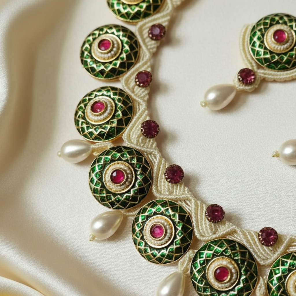 Saroj meenakari macrame necklace set