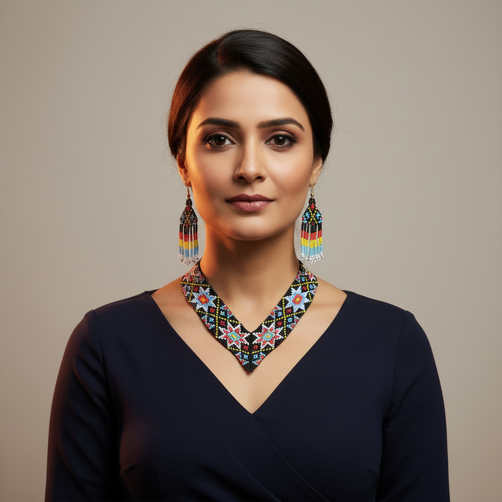 Tanvi bead loom necklace set