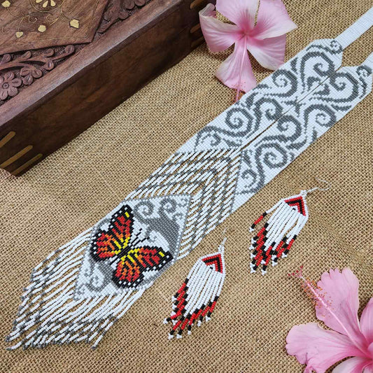 swirl butterfly bead loom necklace fringe casual wear occasion wear wedding haldi mehendi sangeet