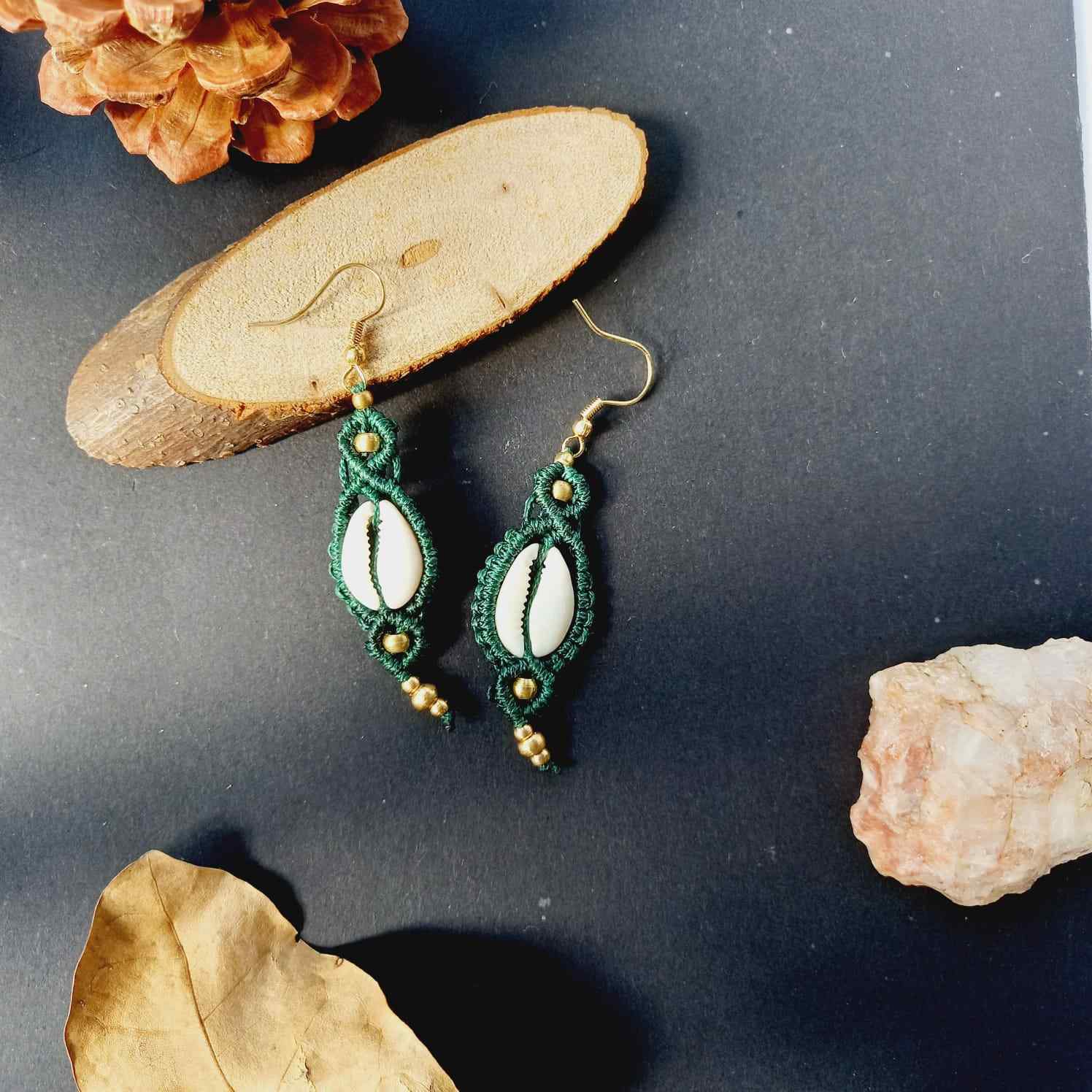 macrame earrings cowrie earrings gift for her festival gifting birthday gift anniversary gift return gift working woman