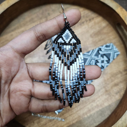 bead loom necklace choker necklace geometric design hair band choker seed bead earrings dangler earrings