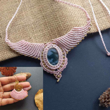 onyx stone necklace gold necklace macrame necklace bird necklace wing necklace