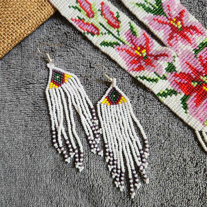 statement bead necklace partywear necklace multi colour necklace for sangeet wedding jewellery floral set bead earrings