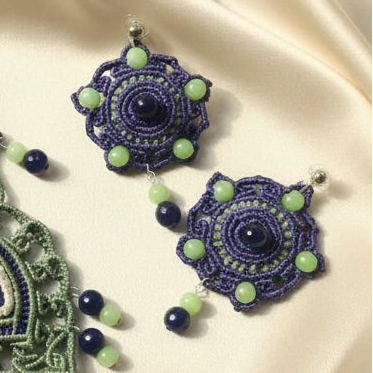 Lazuli bead macrame necklace set