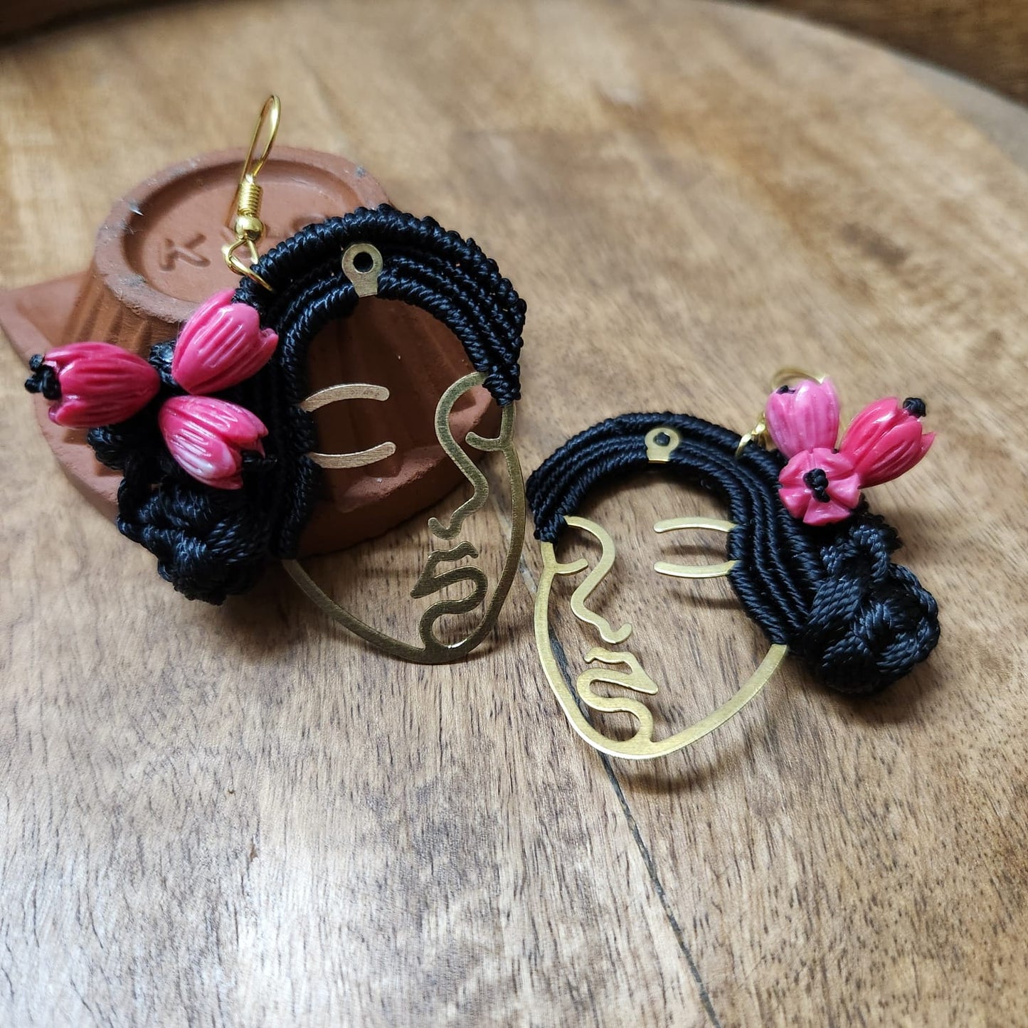maori earrings face earrings gold lady earrings woman's day earrings floral earrings