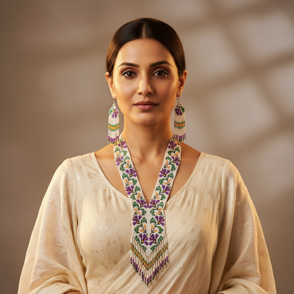 Vardani floral beadloom necklace set