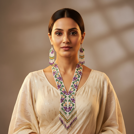 Vardani floral beadloom necklace set