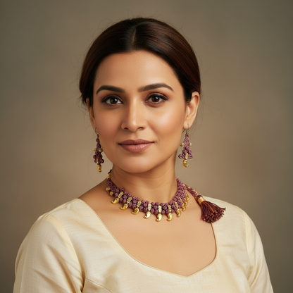 Shravani gold macrame necklace set