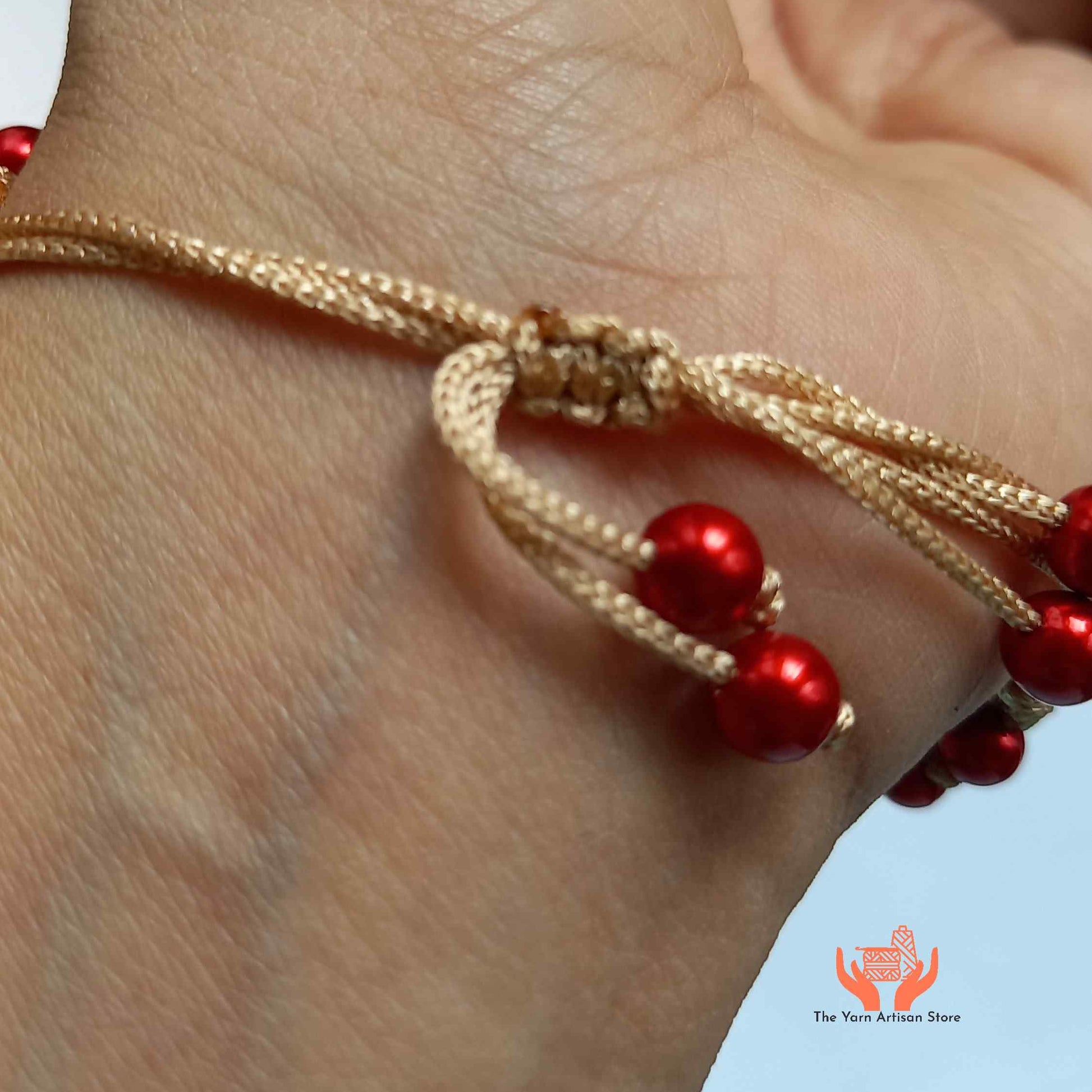 handmade macrame bead bracelet with colourful pearls