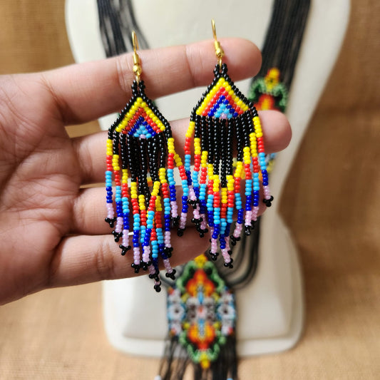 black seed bead loom necklace geometric layer necklace party necklace cocktail wedding statement