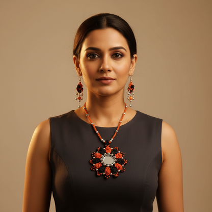 Adarsha mirrorwork macrame necklace set