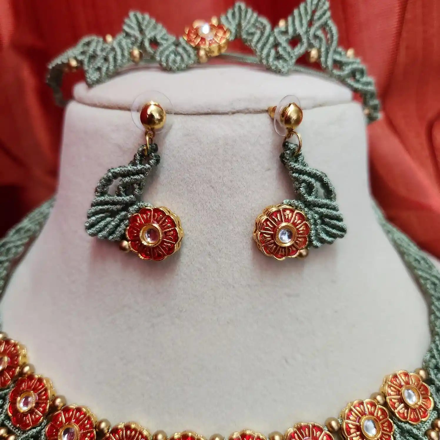 floral jewellery party necklace wedding necklace set bracelet set stud earrings flower leaf design formal wear macrame