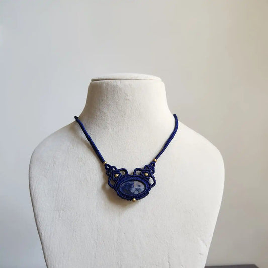 blue stone necklace office wear necklace small necklace delicate jewellery navy blue necklace lapis