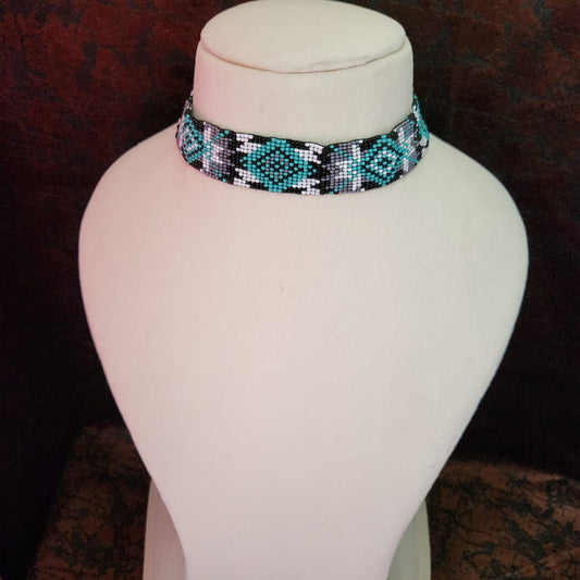 bead loom necklace choker necklace geometric design hair band choker seed bead earrings dangler earrings