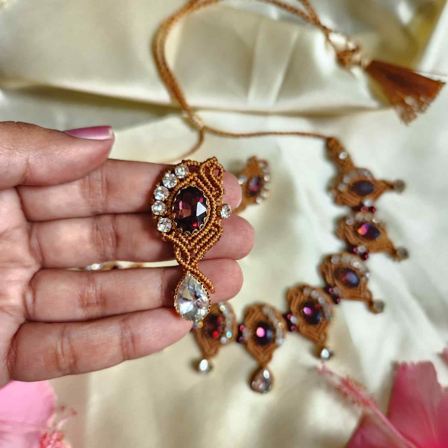 burgundy stone necklace partywear jewellery for party necklace for wedding stud earrings with stones