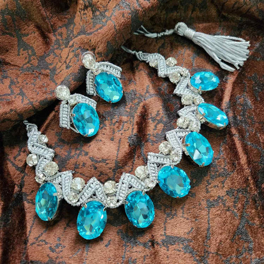 grey necklace blue stone necklace oval stone necklace bvlgari inspired necklace